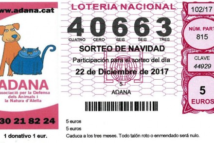 Protectora ADANA Alella Loteria Navidad 2017